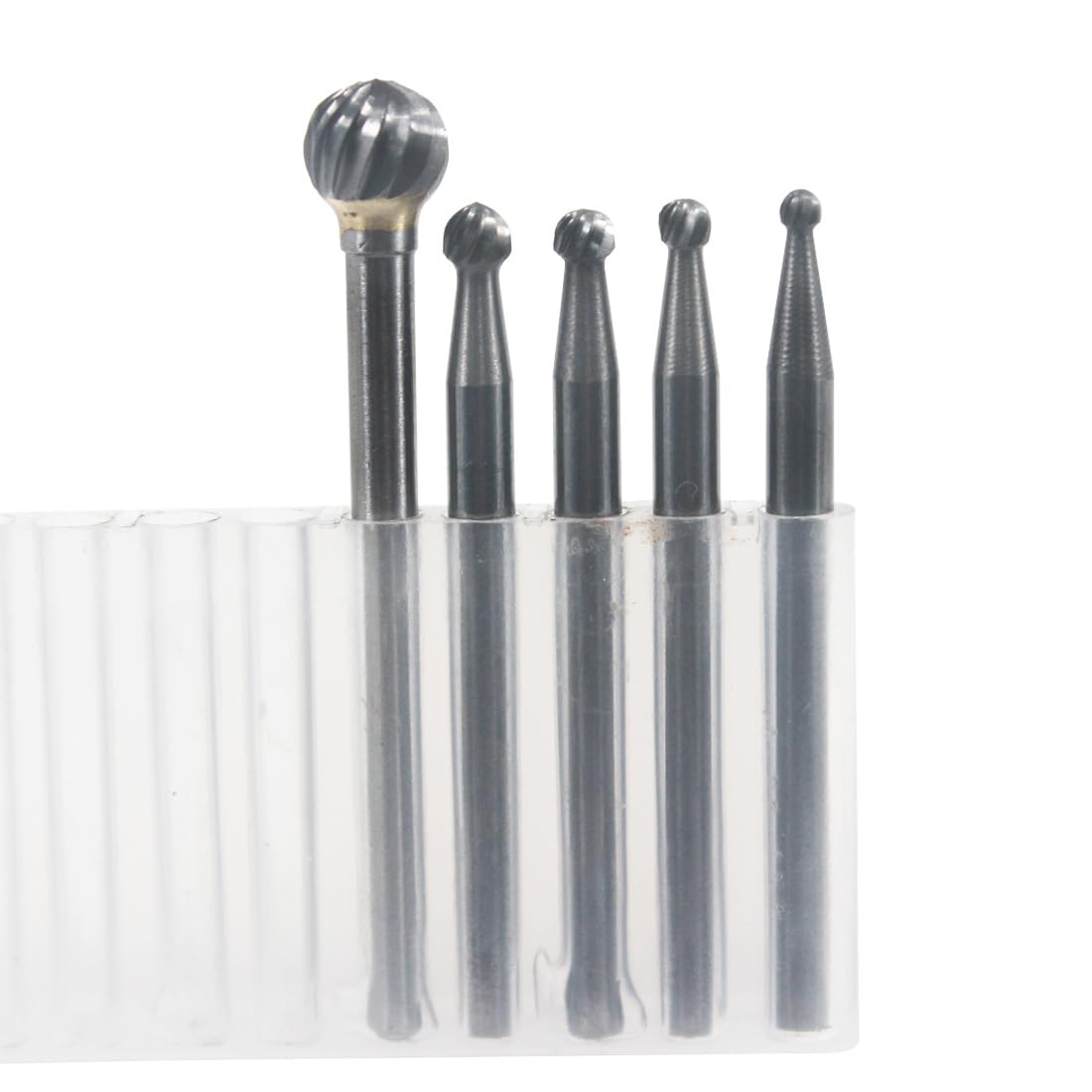 5 Pcs 1/8'' Shank Various Sizes Rotary Carbide Ball Burr (015-060)
