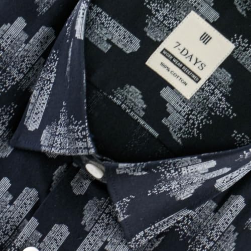 Image of 7-DAYS Men's Premium Printed Shirt - 100% Cotton, Regular Fit, Full Sleeve, with Pocket - Versatile for Formal Occasions and Casual Wear