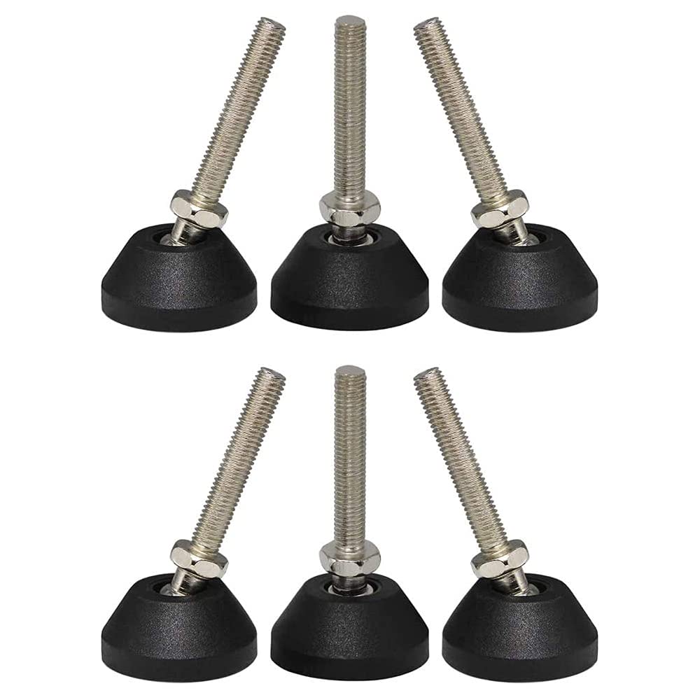 Bestgle6pcs M8 Thread Swivel Adjustable Leveling Feet Furniture Leg Levelers for Tables Chairs Cabinets Workbench Shelving Rack