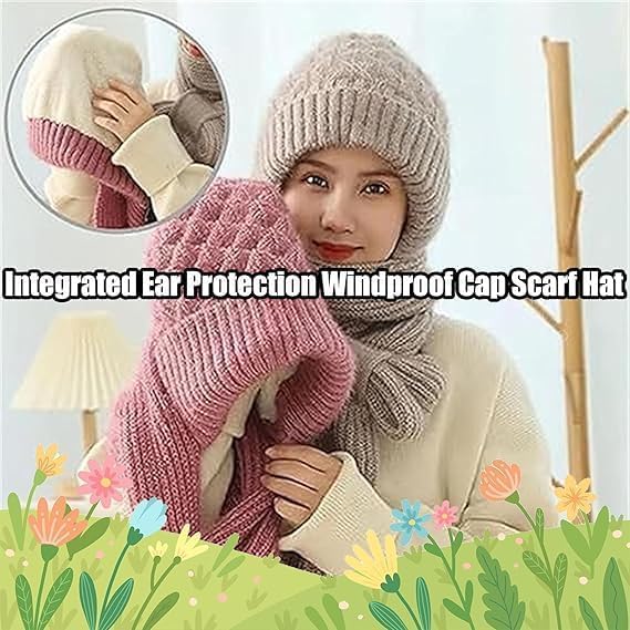 Friendlyk Winter Versatile Knitted Hooded Scarf, Hooded Scarf for Women, Hat with Scarfs Attached3