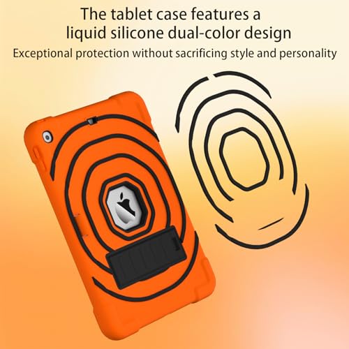 Coque iPad 10.2 antichoc orange et noir avec support et porte-crayon