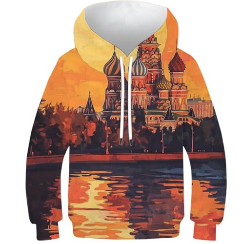 Sweat-shirt à capuche garçon fille 13-15 ans motif 3D coloré avec poches