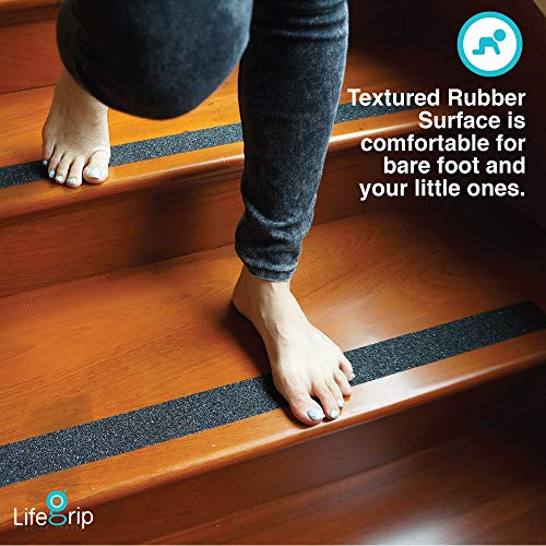 LifeGrip Anti Slip Safety Tape, Non Slip Stair Tread, Textured Rubber Surface, Comfortable for Bare Foot, Black (2" X 15') - Image 4