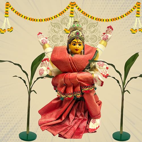 Image of Amazon Brand - Umi A Pair of Banana Stand for Pooja & Mandir Decor, Rust-Resistant Metal Banana Stem Holder, Leaf Stand for Temple, Festival & Home Decoration