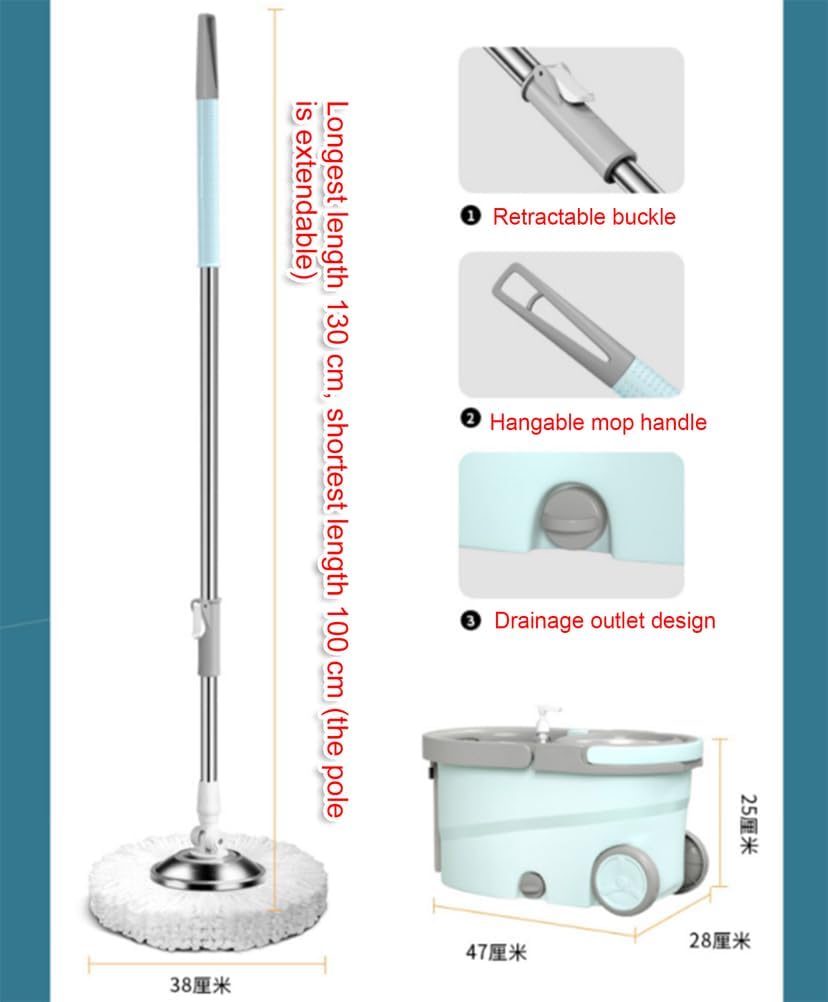 Household 360 Degree Rotating mop and Bucket Belt Dryer, with 3 Ultra-fine Fiber Replacement Heads Delivered,A image 2