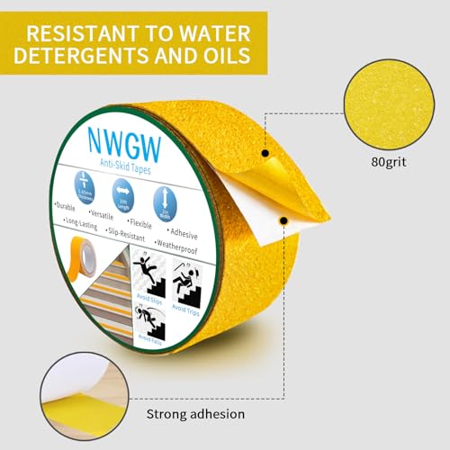 Image of Anti Slip Tape 2 inch x 30FT, Light Yellow Heavy Duty Waterproof Non-Slip Safety Traction Grip Tape for Indoor Outdoor Stairs, Steps, Ramps, Walkways and Pool