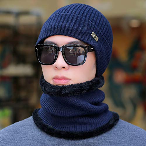 Bonnet tricoté pour homme en velours épais et chaud