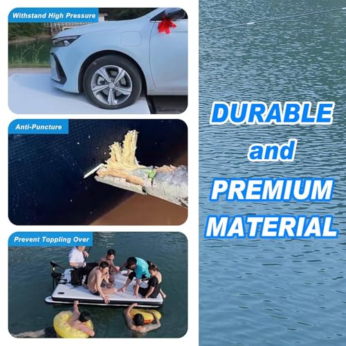 Molo da pesca gonfiabile, capacità 200 kg/400 kg, ponte in PVC spesso 20 cm, include borsa per il trasporto e pompa, ideale per pesca sul lago, feste in piscina e uso in spiaggia