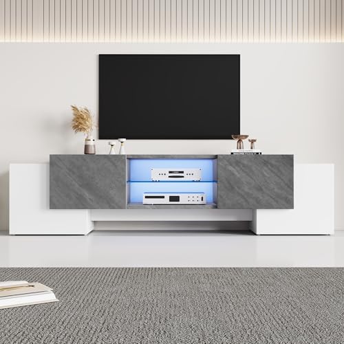 Mueble de TV con luces LED Bluetooth y amplio almacenaje de MDF de 180cm 6