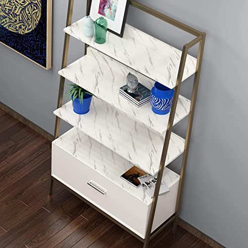 Image of KASHIVAL Vinyl Decorative for Cabinets Countertops Kitchen Shelves Liner Self Adhesive Film Peel and Stick Waterproof Removable White Glossy Wallpaper (Size : 60 * 200 cm) (White Marble A31)