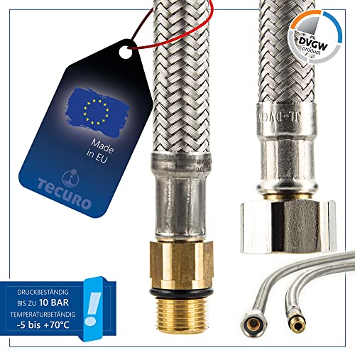 tecuro Sanitary Fittings Connection Hose M12 x 1 Short - 3/8 inch nut x 350 mm - Image 2