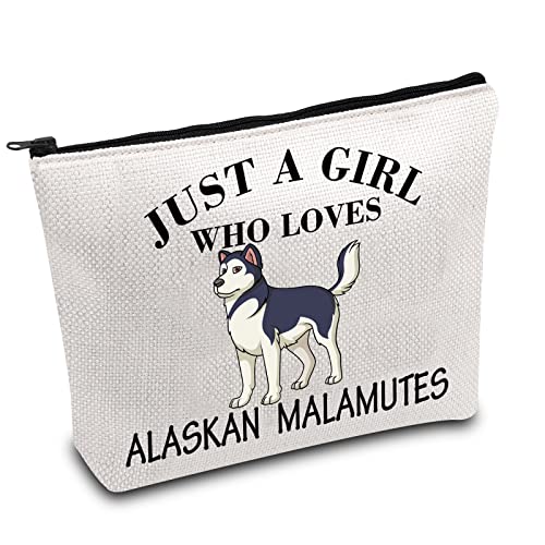 PLITI Alaskan Malamute Gift Alaskan Malamute Dog Mom Makeup Bag Just a Girl Who Loves Alaskan Malamutes Travel Pouch (Girl Loves Malamutes)