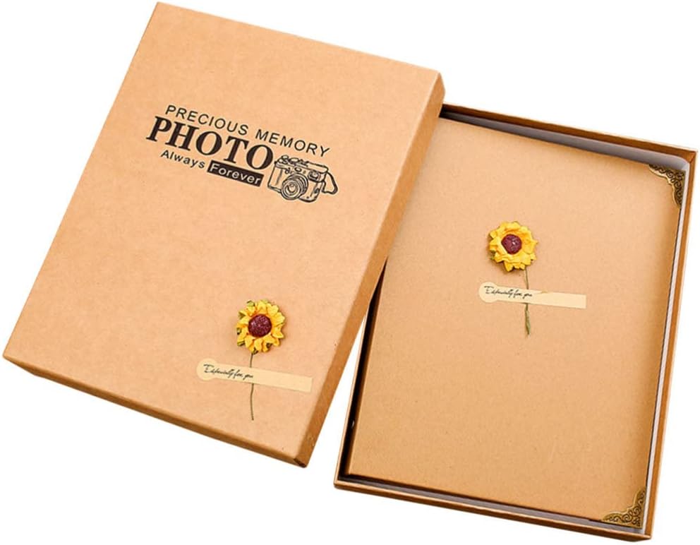 Amazon.co.jp LIFKOME スクラップブック フォト アルバム ハードカバー クラフト紙 写真集 アルバム ひまわり Diy