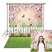 INRUI Spring Easter Garden Photography Backdrop Green Grass Lawn Floral Butterfly Fence Baby Shower Birthday Party Backgrounds (5x7FT)