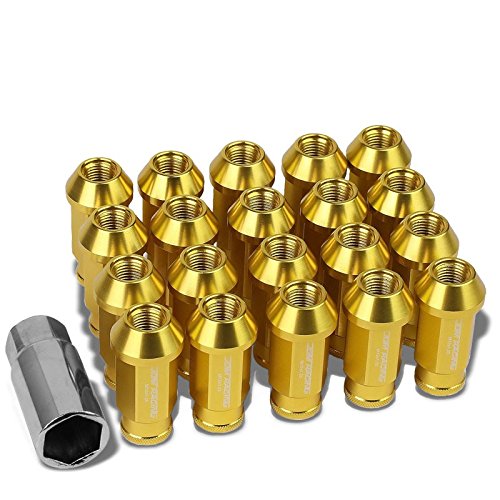 Gold Aluminum M12 x 1.25 25MM Diameter/50MM Height Open End Acorn Tuner 20 Piece Lug Nuts