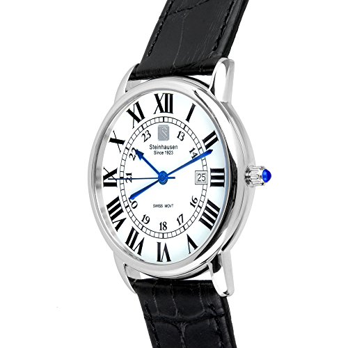 Men's S0718 Classic Delémont Swiss Quartz Stainless Steel Watch with Black Leather Band3