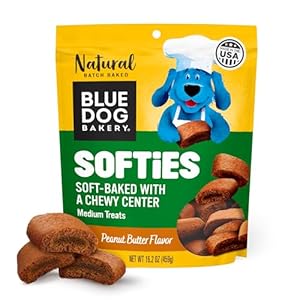 Blue Dog Bakery Natural Dog Treats, Softies, Peanut Butter Flavor, 16.2oz Bag, 1 Bag