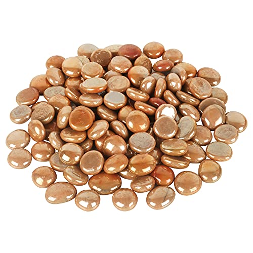 Image of Color Stone Decorative Shiny Glossy Flower Glass Pebbles for Vase Fillers Plant Pots Home Table Garden & Outdoor Decoration (Mud Orange 3Kg)