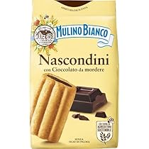 Mulino Bianco Biscotti Frollini Nascondini con Cioccolato da Mordere, Senza Olio di Palma, Colazione Ricca di Gusto, 330 g (Confezione da 4)