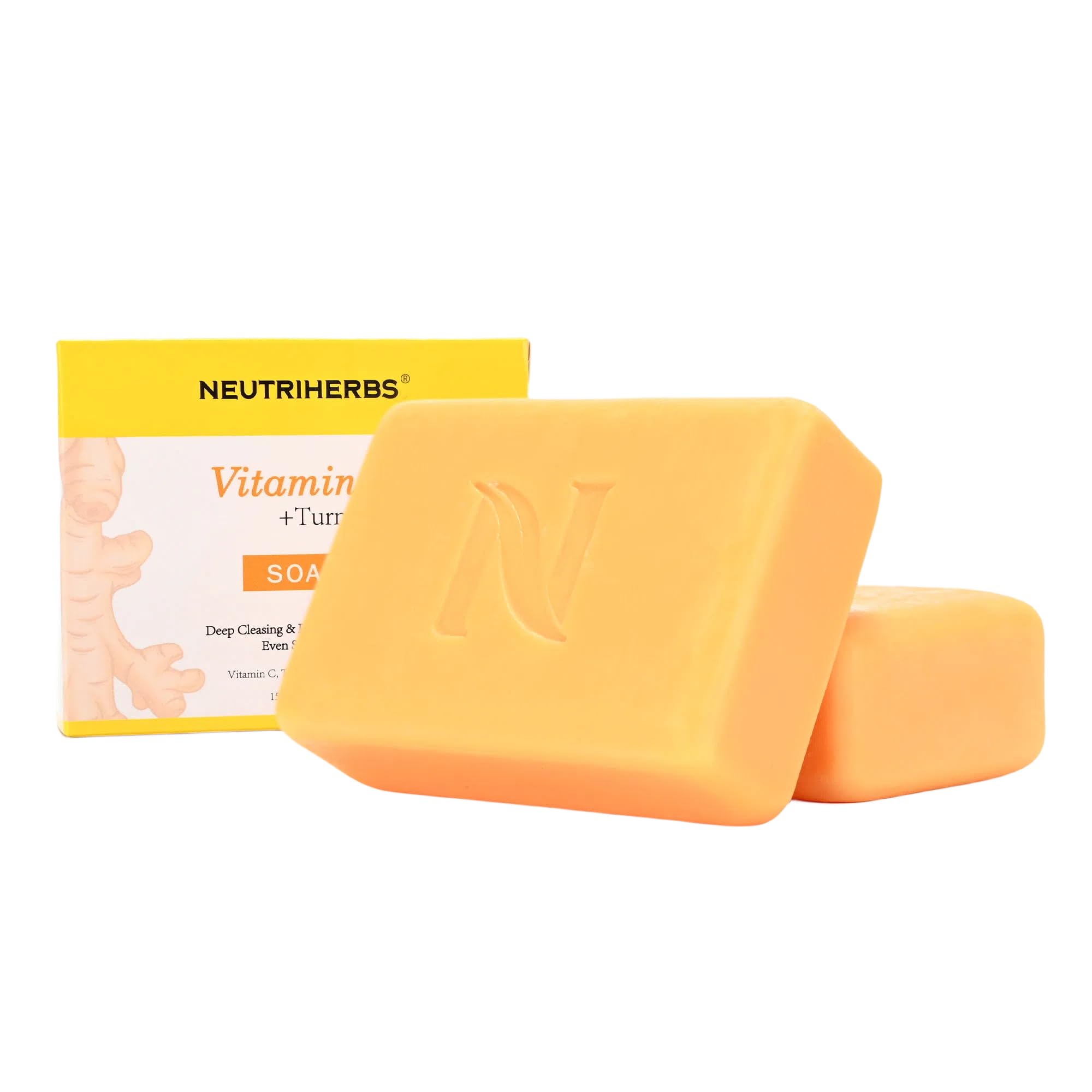 NeutriherbsTurmeric Soap for Face & Body(5.29 oz / 1 Bar),Brightening Vitamin C Soap Bar for Acne, Uneven Skin Tone, Cleansing Natural Soap