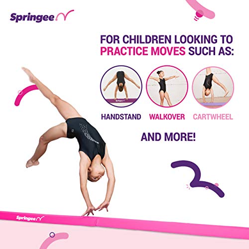Springee 9ft Balance Beam - Extra Firm - Vinyl Folding Gymnastics Beam for Home - Pink