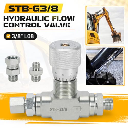 Image of STB-G3 /8 3 /8 inch L08 Hydraulic Flow Control Valve Compatible with 1-2 Ton Mini Excavator, Bidirectional Restrictor Valve 5 Pcs