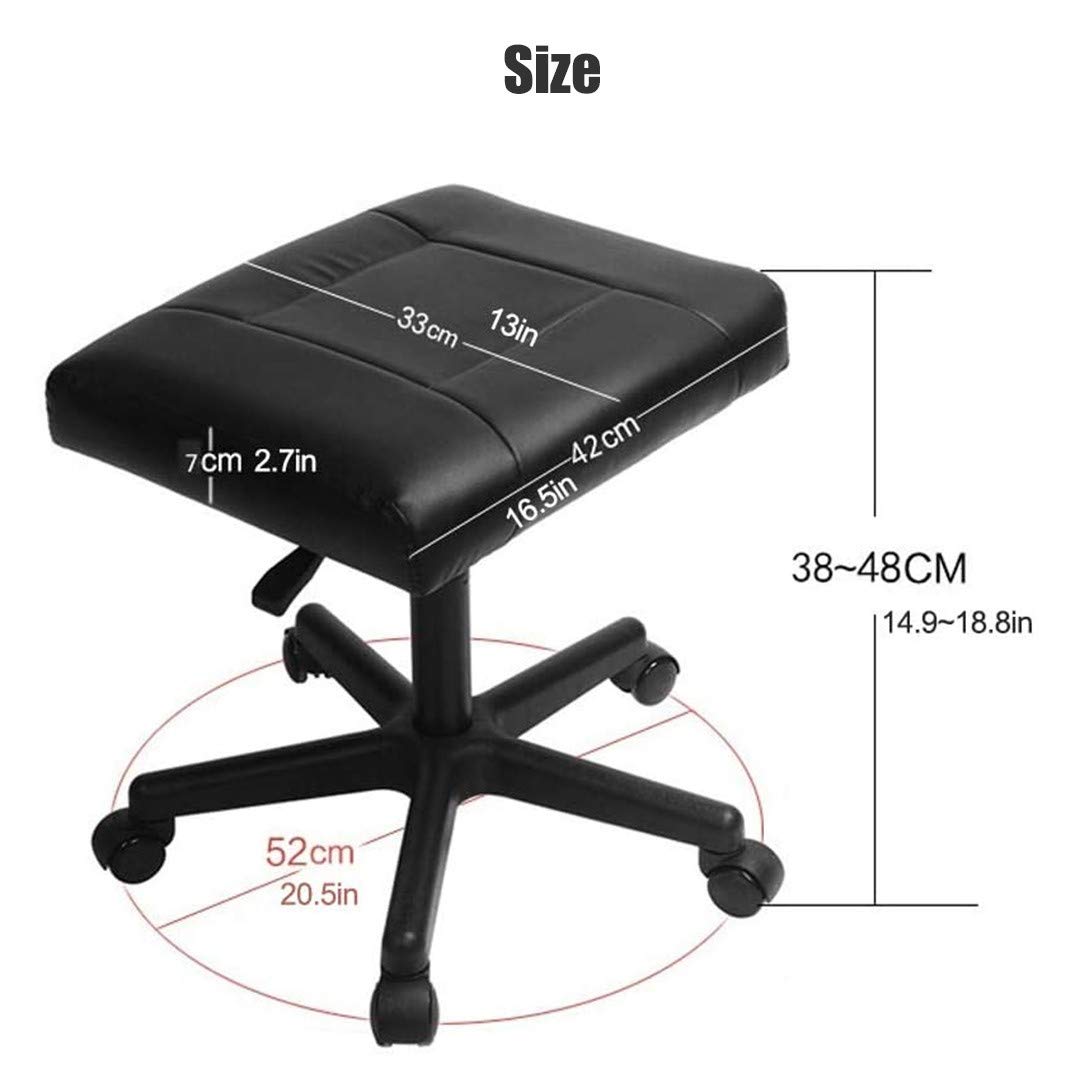Verstellbare Büro-Fußstütze mit Rädern, Gaming-Stuhl, Fußhocker, PU-Leder, Fußständer unter dem Schreibtisch, höhenverstellbar, rollende Beinstütze für Büro, kleiner Fußhocker für Computer-Fußstütze