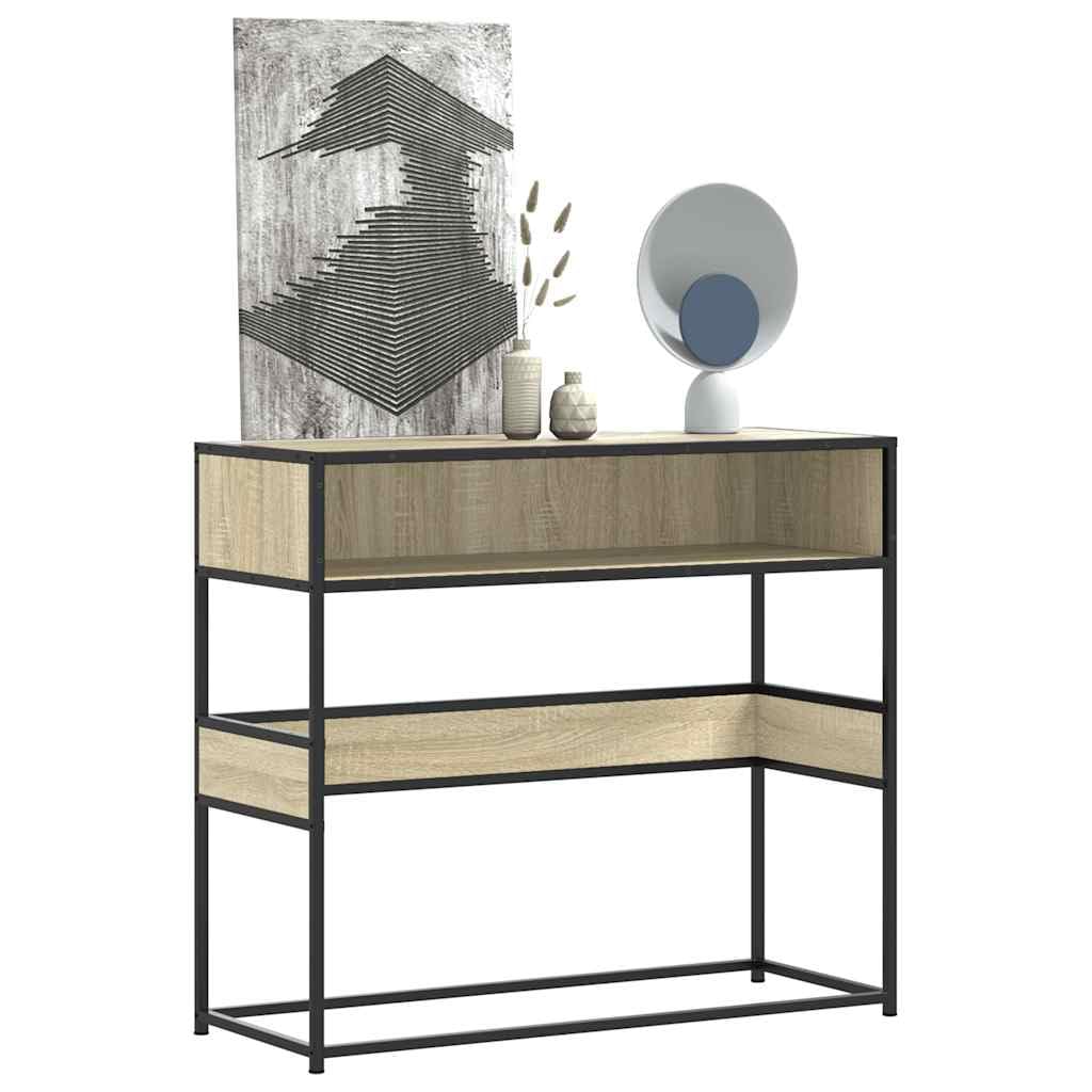 SXZenSpace Console Table 90 x 35 80 cm Sonoma Oak Engineered Wood with Metal Frame, Slim Hallway for Living Room Bedroom Hall