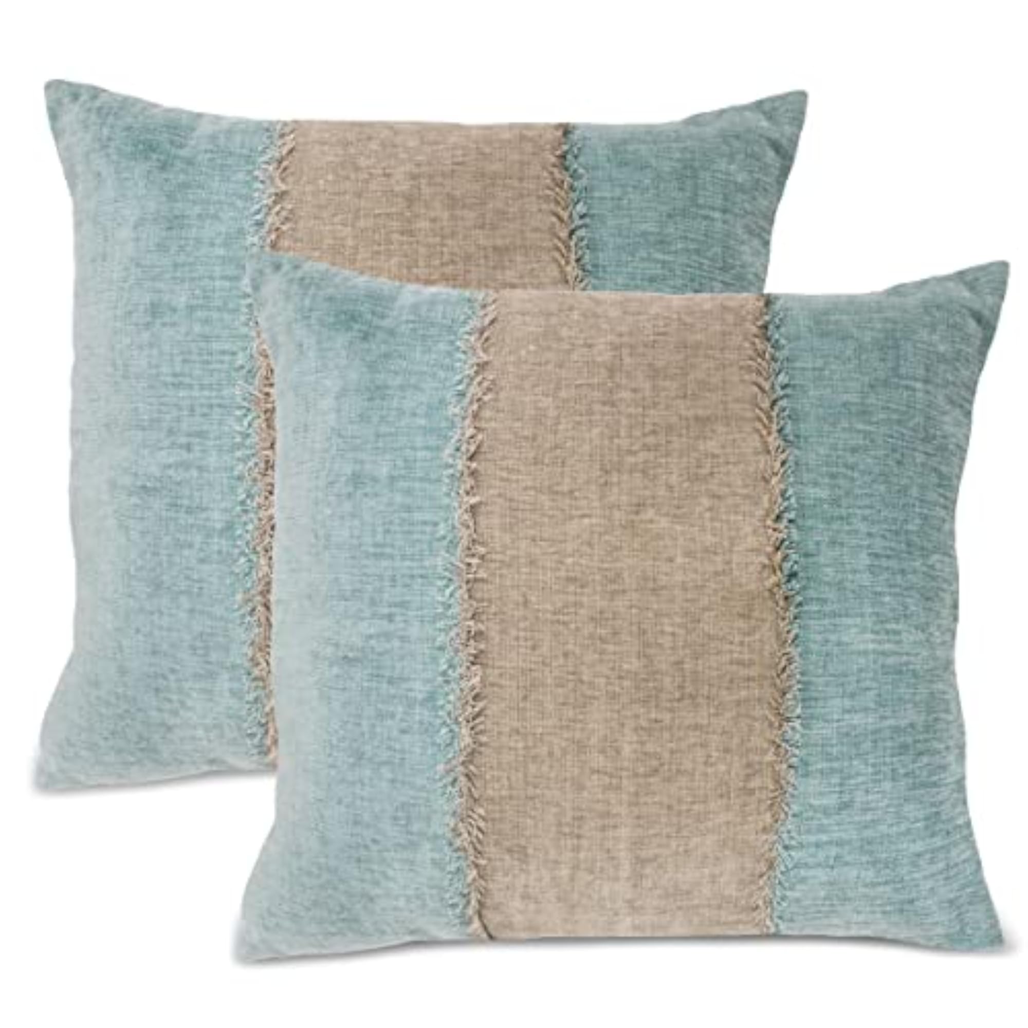 Patchwork Chenille Cushion Covers, Set of 2