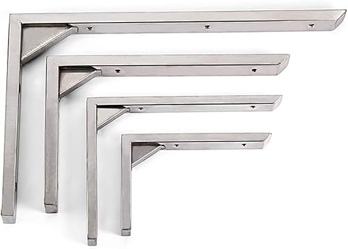 Miniatura 7 de Soportes triangulares de acero inoxidable para encimera de mármol grueso, 2 estilos, juego de 2 estantes de mesa de oficina resistentes para mesa de