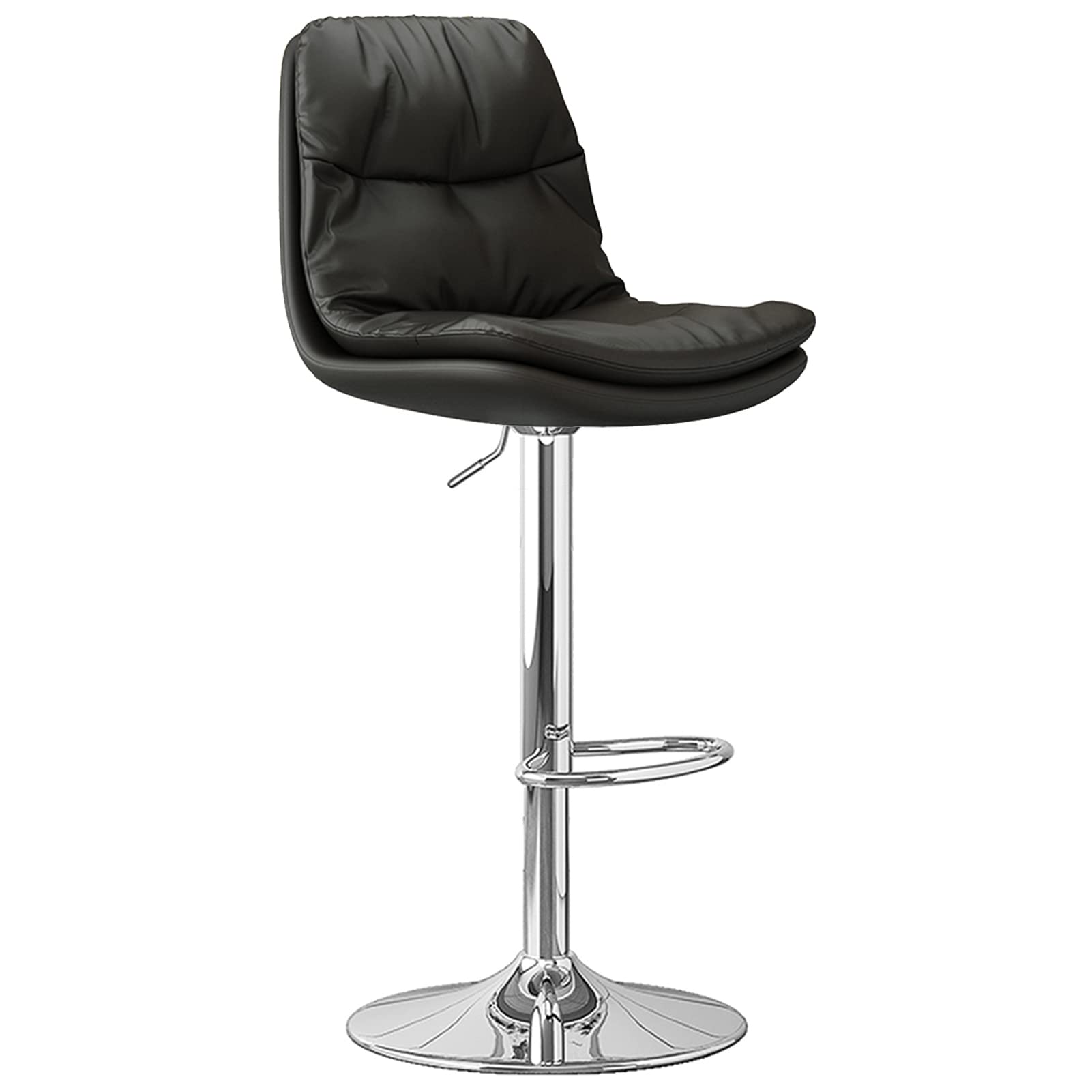 Bar Stool Bar Stool Swivel Stools Bar Stool Swivel Chair Adjustable 61-81 cm, Home Furniture Kitchen Island with Nappa Leather Back & Metal Plating Footrest(Color:Gray) Every Family