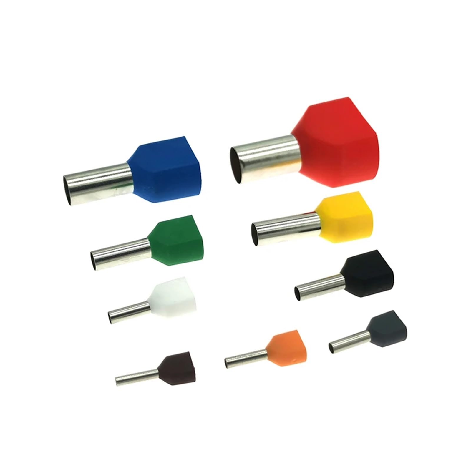 1590 piezas de terminales de cable aislados de doble tubo de alambre, terminales de crimpado TE0508-7512, casquillos de cobre for cable de doble terminal de 0,5-0,75 mm²