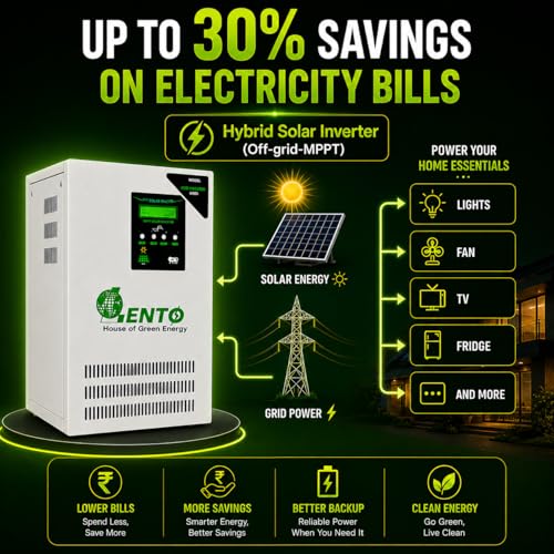 Image of Lento Solar Hybrid Inverter (PCU) with MPPT | Pure Sine Wave Solar UPS | Supports Lithium, Tubular, SMF & Gel Batteries | Silent Operation | Industrial Grade (5KVA & 48V)