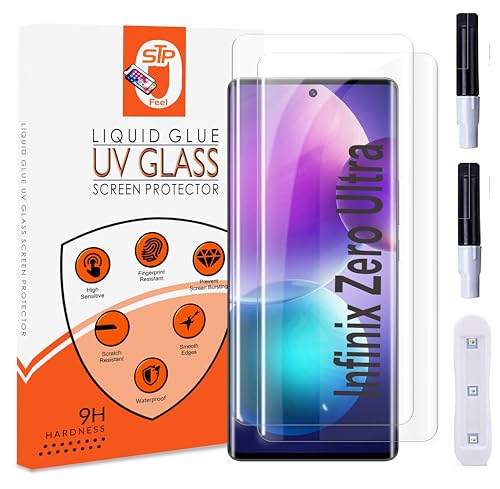 Image of STP FEEL (2 Pack UV Tempered Glass Screen Protector For Infinix Zero Ultra (6.8 Inch) Full Adhesive UV Glue Curved Edge to Edge Case Friendly HD Clarity with easy installation kit