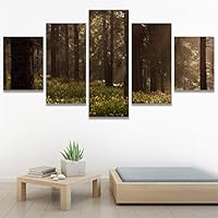 SIGNWIN 5 Panel Canvas Wall Art Rustic Woods for Home Decorations Ready to Hang - 60