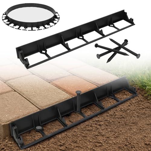 GARDENIX Flexible Rasenkante Kunststoff 10m Höhe 45mm - Pflasterkante mit 30 Erdanker - Mähkante, Raseneinfassung, Beetumrandung Beeteinfassung - Recyclingkunststoff