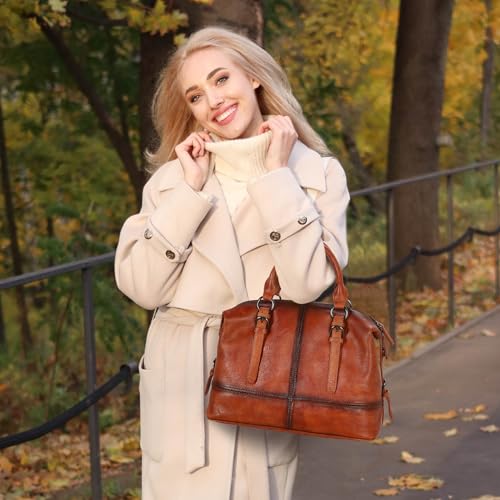 Image of HESHE Leather Tote Bag Shoulder Purses for Women Satchel Crossbody Handbags