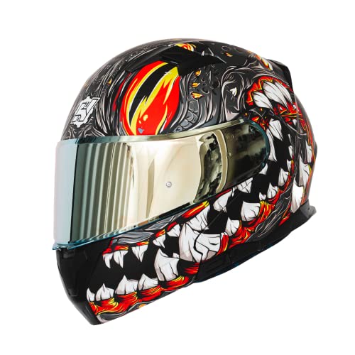 Image of HAX Modular Flip-Up Dual Visor Motorcycle Helmet Adult DOT /ECE Approved | Lightweight, Comfortable, and Stylish Helmet for Men and Women - Amatista Series Mutant Grey M
