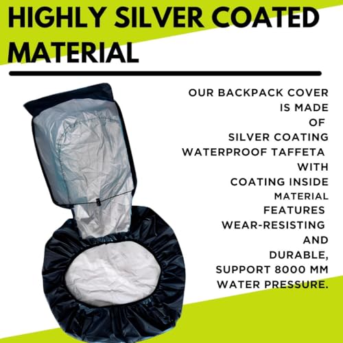 Image of Rain Cover for Backpack with Elastic Adjustable and Carrying Pouch Dustproof Waterproof Laptop Bag Protector Travel Accessories 35-45 Liter Hoddy Style (Black)