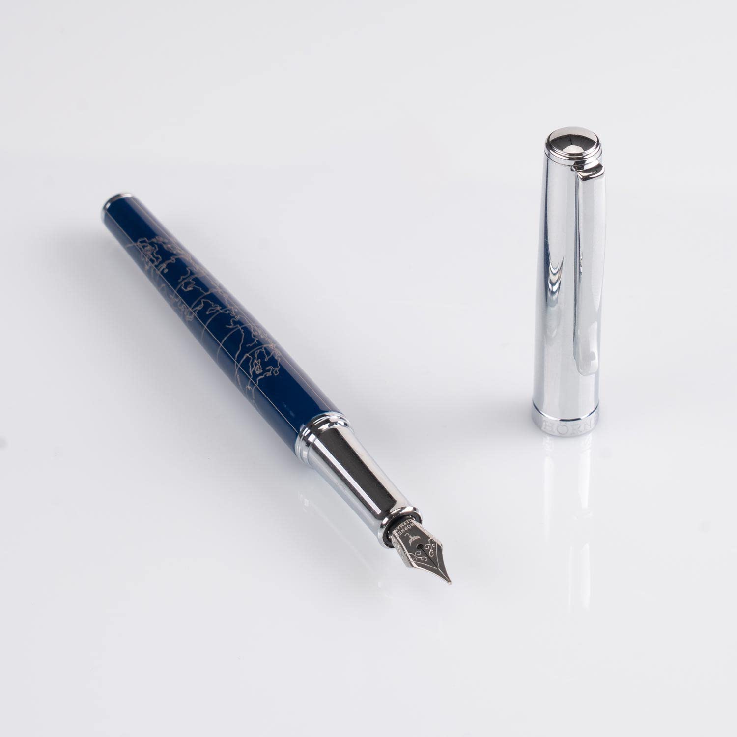 Hörner TERRA- Hochwertiger Füllfederhalter Blau mit Gravur I Premium Geschenkbox I Tinte in Schwarz I Luxus Design I Edel Feder Made in Germany I Attraktiver Stift für Herren und Damen