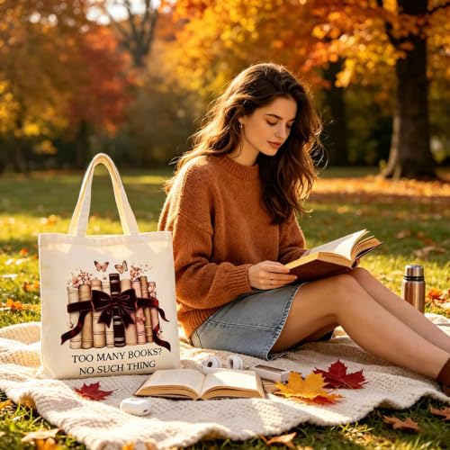 yuboo Cute Canvas Tote Bag, Book Lovers Gifts - Christmas Gift for Women - image 5