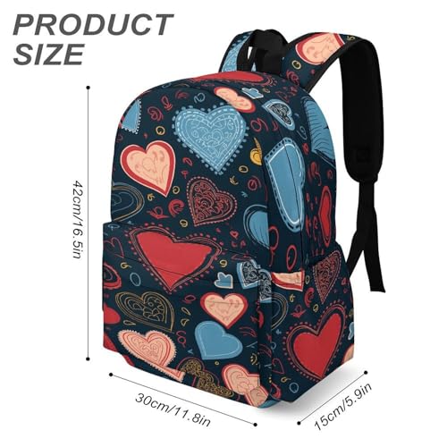 Arious Heart Shapes Printed Backpack Water-Resistant Pack Stylish Bag Lightweight Travel Backpack3
