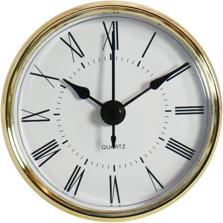 70mm Retro Quartz Clock with Insert for Wall Clock Round Head DIY Movement Roman Arabic Number Inlaid Head Clock for Bedroom, School