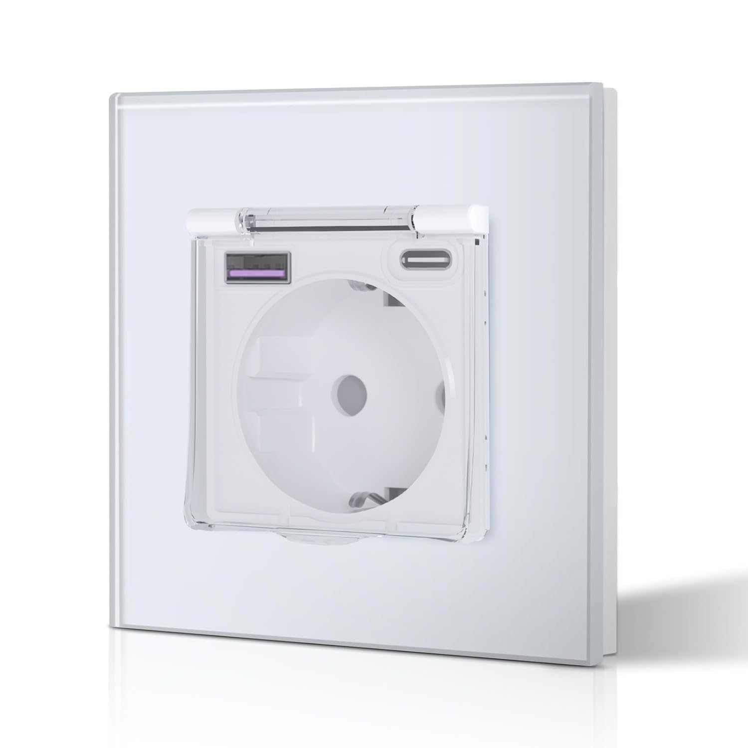 BSEED Enchufe Pared con 20W USB y Tipo C,Enchufe USB C de Cristal,Carga Rápida,3 en 1，Fácil Instalación,1 Enchufe,86mm Blanco — view 37