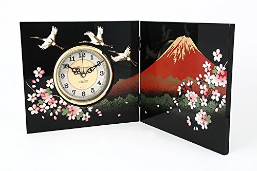 Amazon.co.jp: 角田清兵衛商店 紀州漆器 木製 屏風 時計 一富士
