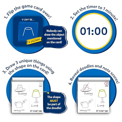 Image of Skillmatics Card & Board Game - It Can't Be, Fast-paced Fun, Hilarious Drawing Game, Perfect for Families, Parties, and Game Nights, Race to Doodle, Gifts for Kids, Teens, Adults Ages 7, 8, 9, 10 & Up