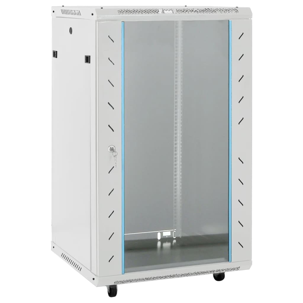 Armadio di rete 18U da 19 pollici, 60 x 60 x 100 cm, alloggiamento da parete, IP20, con porta di sicurezza in vetro