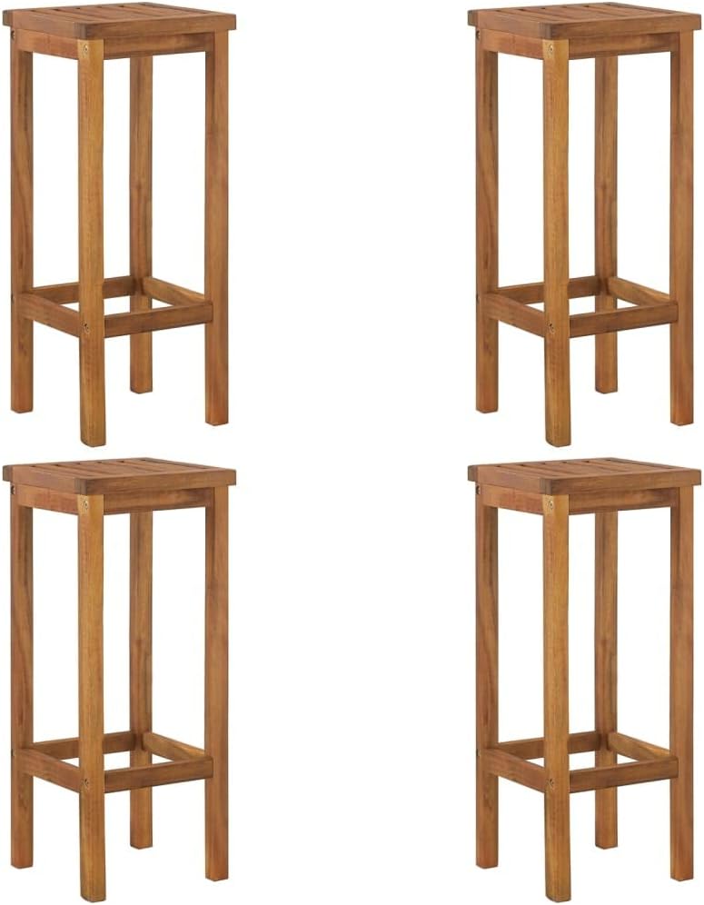 5 Piece Patio Bar Set Solid Wood Acacia Porch Furniture Patio Table and Chairs Set Outdoor Patio Set Suitable for Lawn, Garden, Poolside.