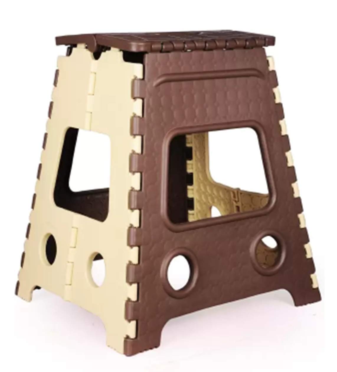 JUNIOR JOEJUNIOR JOE Plastic Foldable Step Stool (18 Inch, Brown)