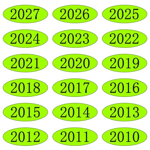 Car Windshield Year Stickers (2010-2027) - 18 Pack(1 per Year),